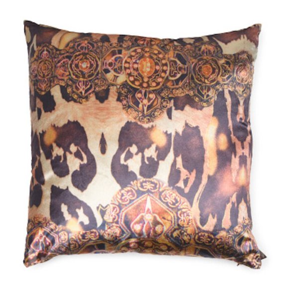 Aviva Stanoff Hand Printed Velvet Decorative Square Toss Pillow